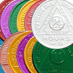 Steps to Recovery sobriety chips Aluminum AA Medallions AA Coins 10 Month 